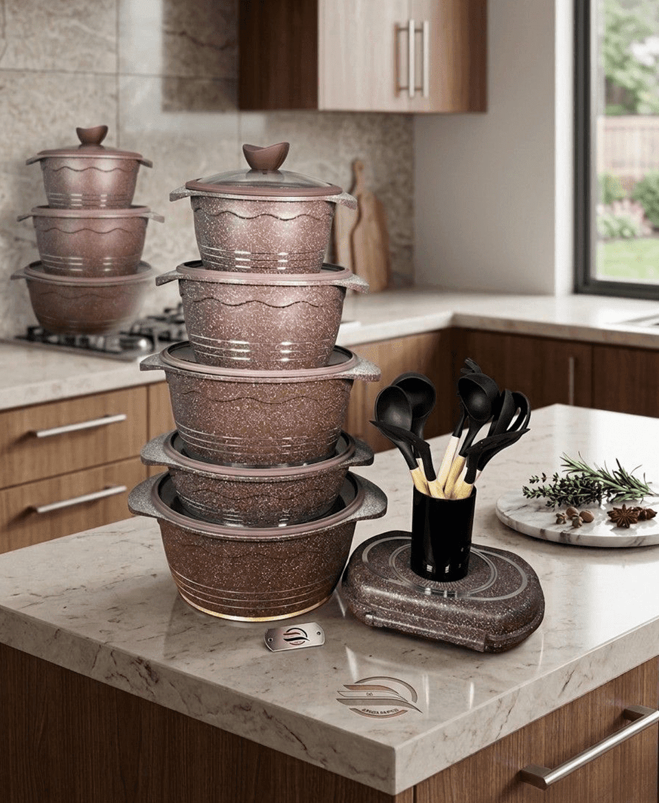 Black Set 2v 22 PCS - Non Stick Cookware Set - Image 7